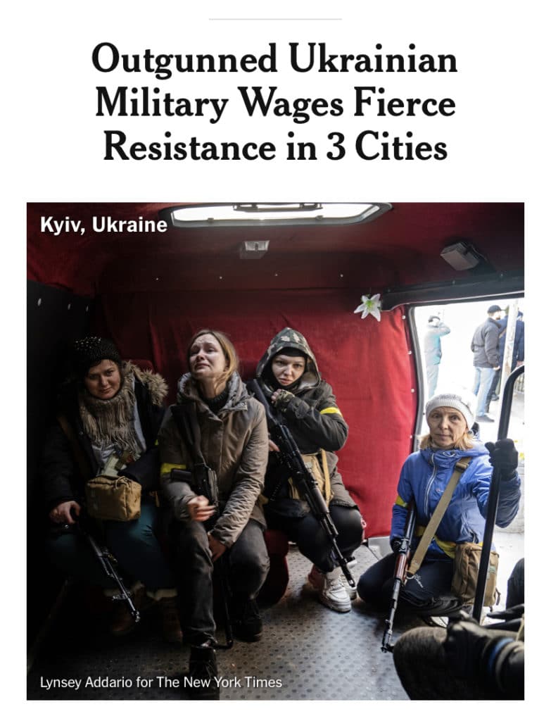 The image captures a screenshot of the New York Times and the motivations / emotion of the war in Ukraine. Like war, emotion drives individual motivation in business as well.