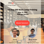 Join our SEO Boot Camp which will be held virtually from 10 a.m. to 2 p.m. Eastern.