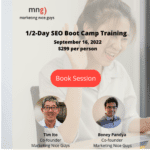 Join our September 16, 2022 boot camp on SEO. It's half-day workshop on everything you need to know about improving your search rank.