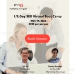 An image of our May 19, 2023 SEO bootcamp. Learn the SEO principles you need to improve your page ranking with our 1/2-day workshop.
