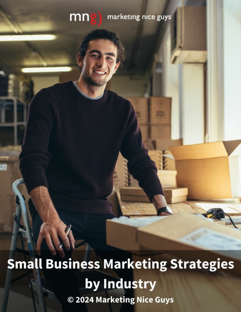 A cover image of our Small Business Marketing Strategies by Industry guide, which details specific marketing strategies for six different industries.